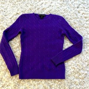 Ralph Lauren ,black label,slim fit cashmere! Cable sweater-rich purple,M,EUC